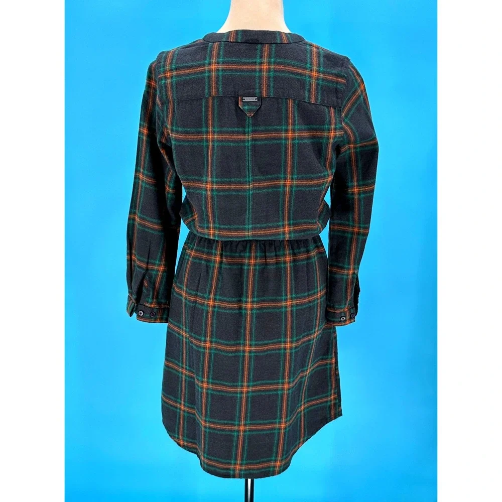 prAna Loop To Pines Dress Womens XS Dark Iron Plaid Organic Cotton 1962981 NEW